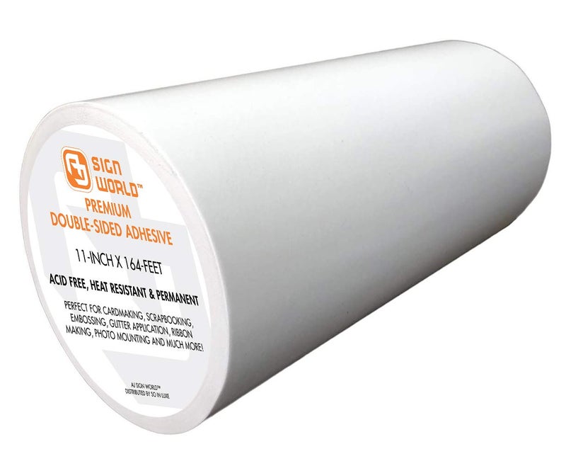 AJ Sign World Best 11" Ultra-Thin Permanent Double-Sided Tape for Arts, Crafts, Die Cutting, Photography, Scrapbooking, Tear-by-Hand, Documents, All Purpose (11-Inch by 55 Yards) - Image 1